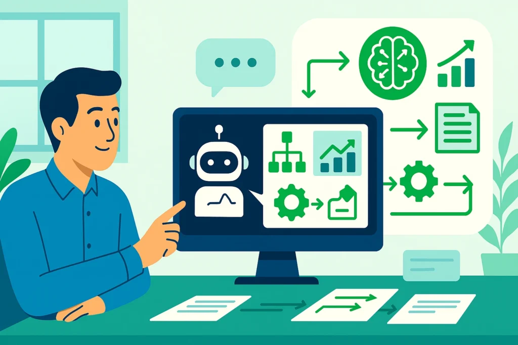 AI анализ на бизнес процеси — визуализация на автоматизация и работни потоци.