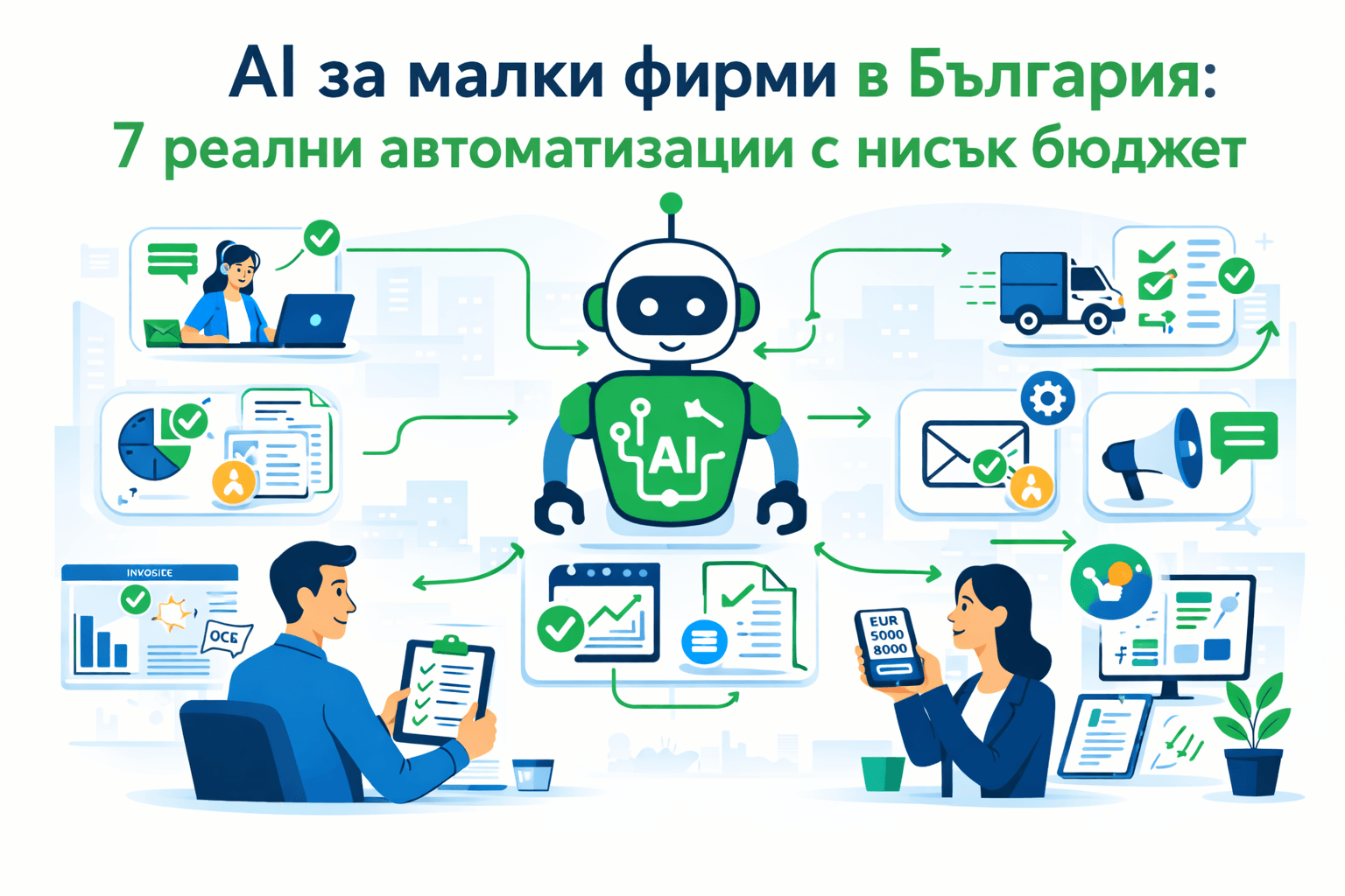 AI за малки фирми в България: 7 реални автоматизации с нисък бюджет