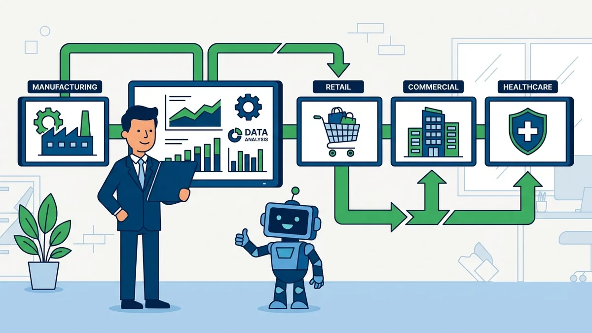 AI Автоматизация по Индустрии: Конкретни Примери и ROI за МСП в България